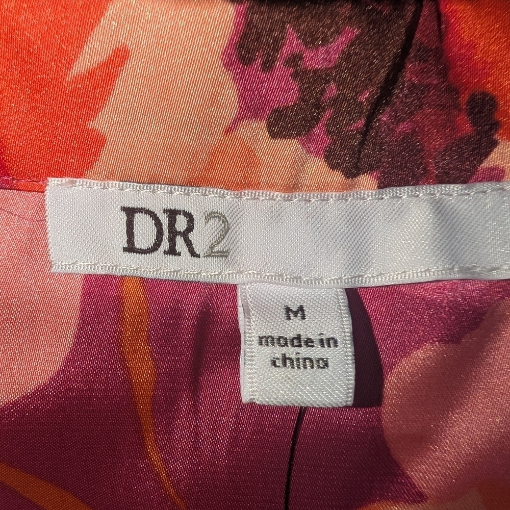 DR2 Red Pink Floral Button Down Shirt Medium - Picture 2 of 4